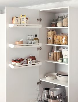 Door mounted shelf in white