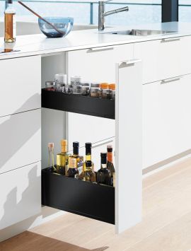Space Twin pull-out base with shelves in carbon black